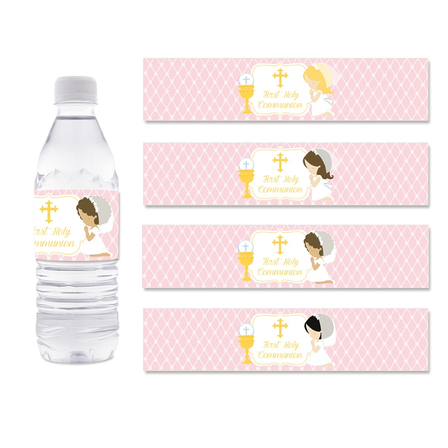 Girls Holy Communion Water Bottle Labels